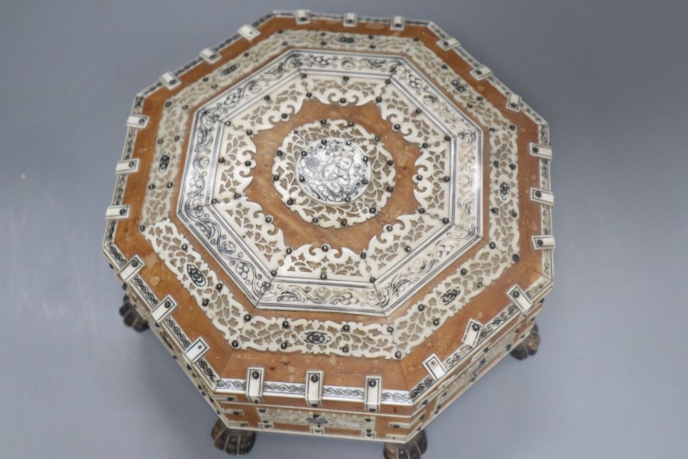 A South Indian hardwood octagonal box